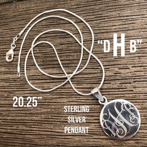 Sterling Silver Monogramed Pendant “dHb” w/ Chain